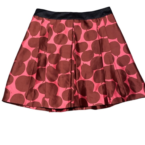 NWOT! JUICY COUTURE Apple Pear Print Pleated Silk Fit & Flare Skater Skirt 8 - Picture 4 of 11